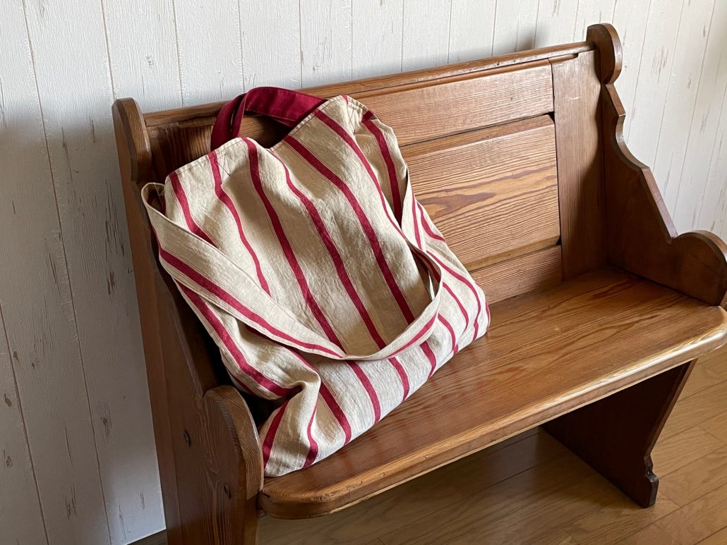red stripe tote bag & big bag