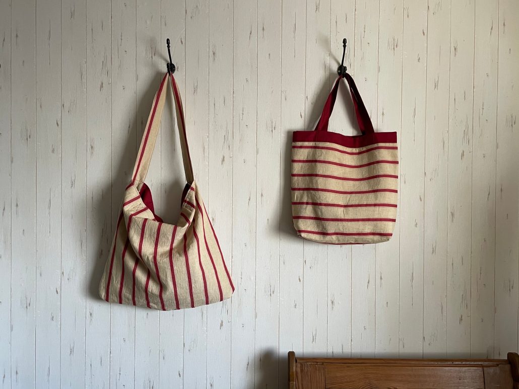 red stripe tote bag & big bag