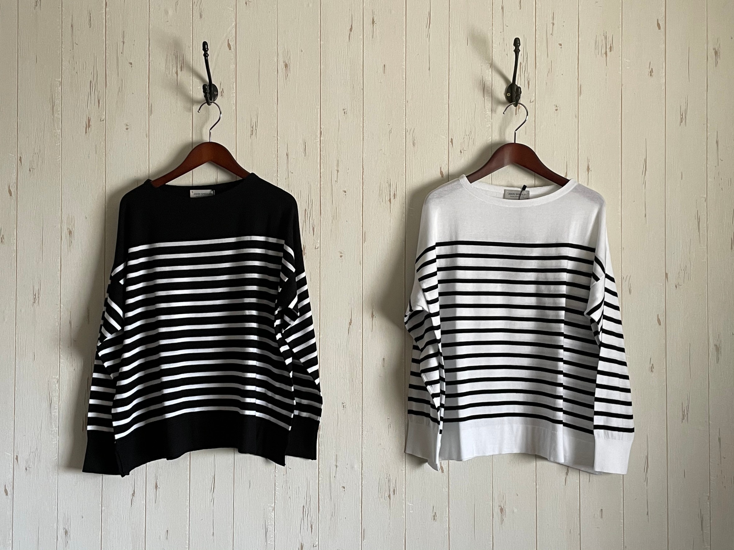 ISLAND COTTON BOAT NECK STRIPE SWEATER 