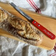Jean Dubost Wood Handle mIni Bread Knife and Wood Cutting board
