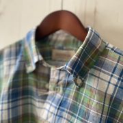 RE-MAKE POLOーH　リネンマドラスチェックリメイクポロ半袖