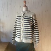 ALDERNEY イギリスメイドのボーダーニットカーディガン
